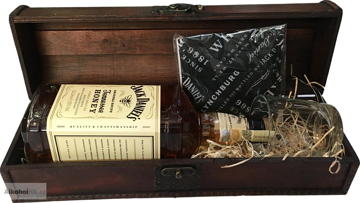 Jack Daniels Honey + sklenička a dárek 1 l