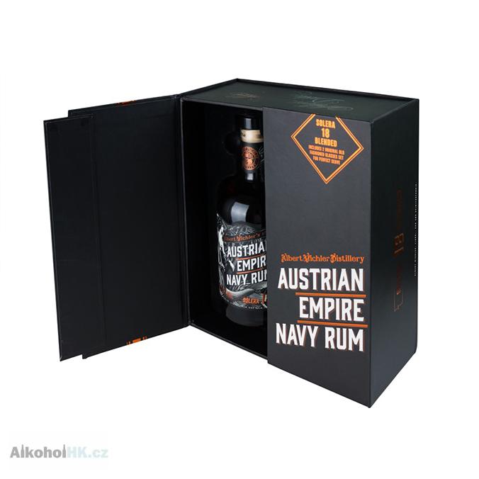 Austrian Empire Navy Rum 18 let + 2x sklenička 0,7 l 