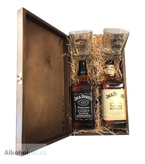 Jack Daniels + Jack Daniels Honey + 2x sklenička a dárek 0,7 l