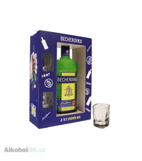 Becherovka + 2x skleněný panák 0,7 l