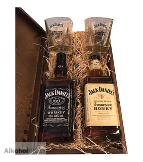 Jack Daniels + Jack Daniels Honey + 2x sklenička a dárek 0,7 l